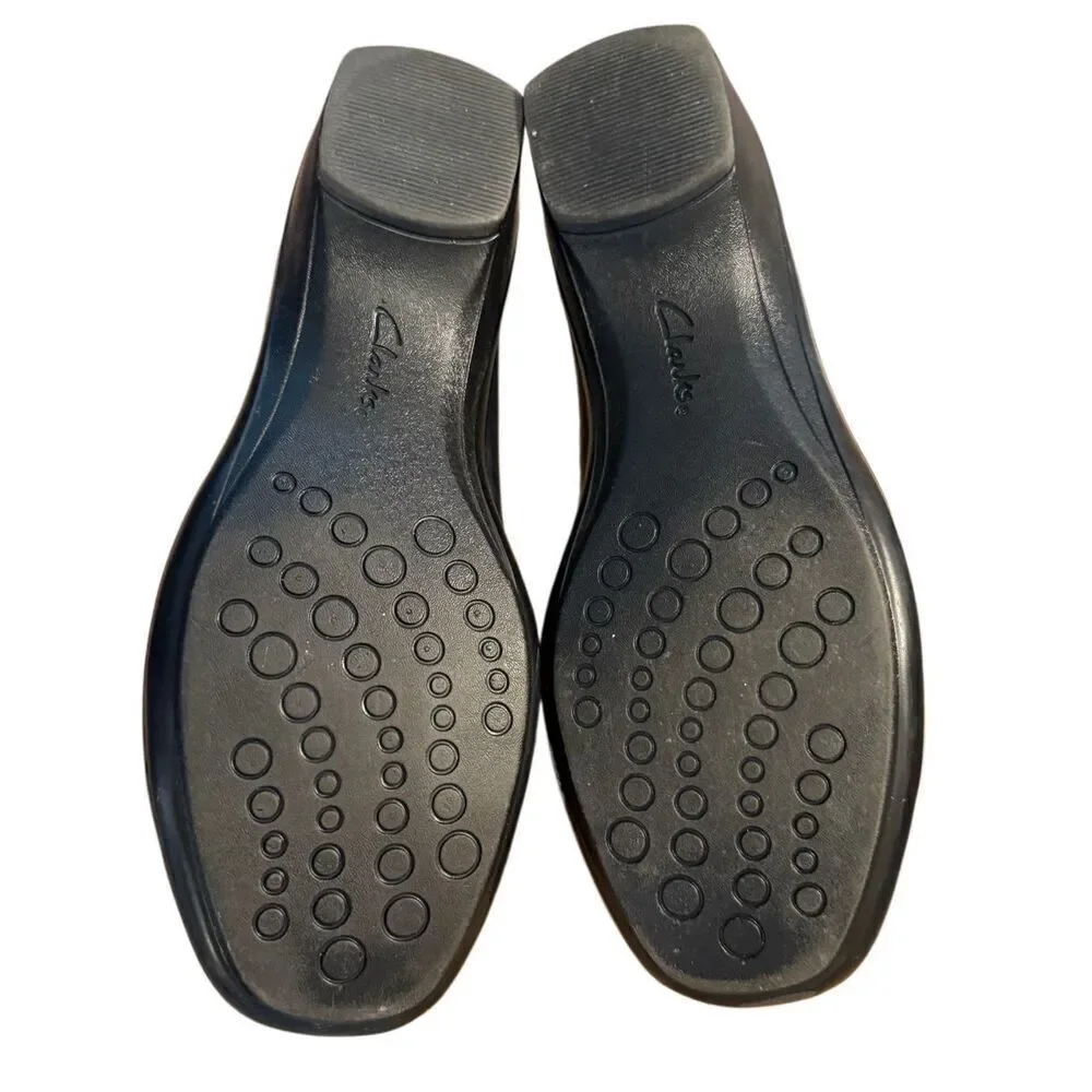 Clarks Bendables Slip On May Poppy Loafers Sz. Black Leather Comfort